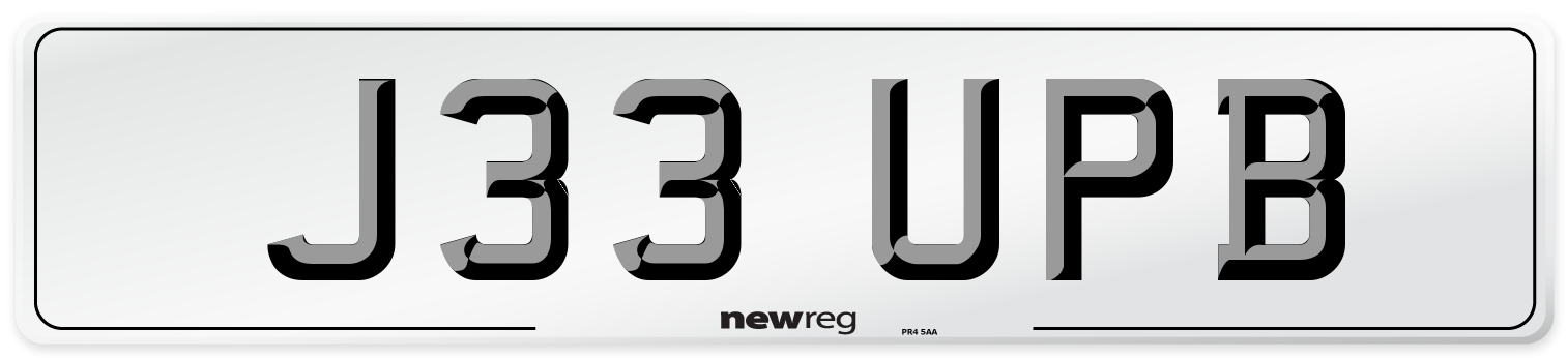 J33 UPB Number Plate from New Reg
